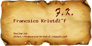 Francsics Kristóf névjegykártya